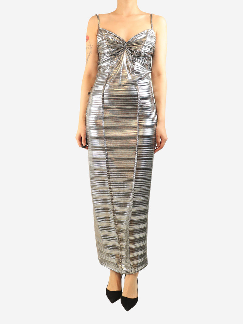 Silver lurex slip dress - size UK 12 Dresses Georgia Hardinge 