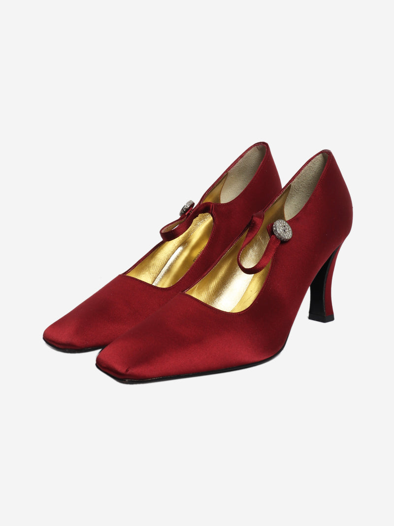 Wine satin Mary-Jane pumps - size EU 38.5