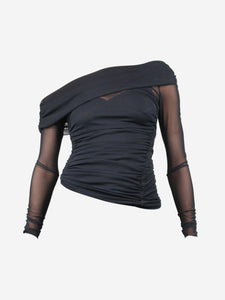 Jonathan Simkhai Black sheer ruched top - size XS