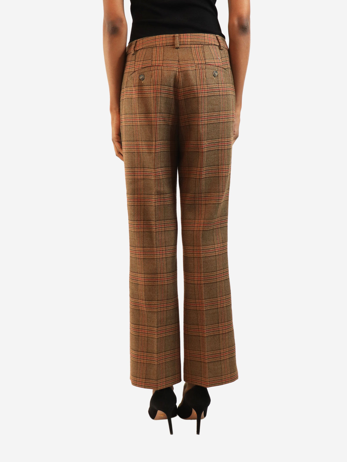 Brown tailored plaid trousers - size UK 8 Trousers Weekend Max Mara 