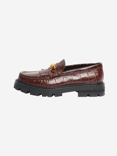 Brown croc stamped Margaret loafers - size EU 37.5 Flat Shoes Celine 