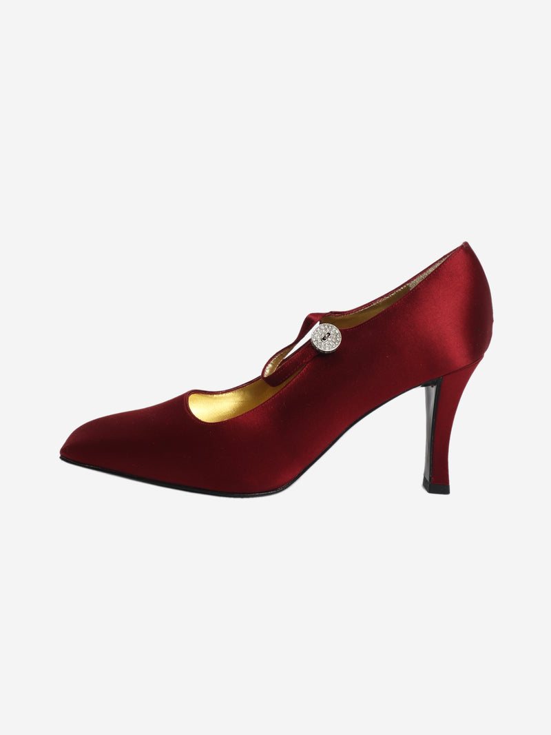 Wine satin Mary-Jane pumps - size EU 38.5