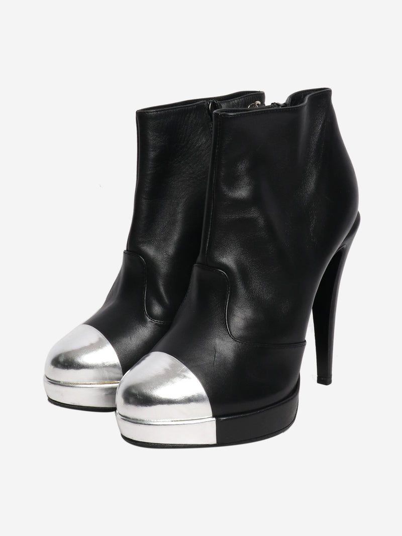 Black leather platform boots - size EU 39 Shoes Chanel 