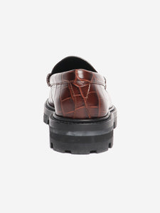 Celine Brown croc stamped Margaret loafers - size EU 37.5