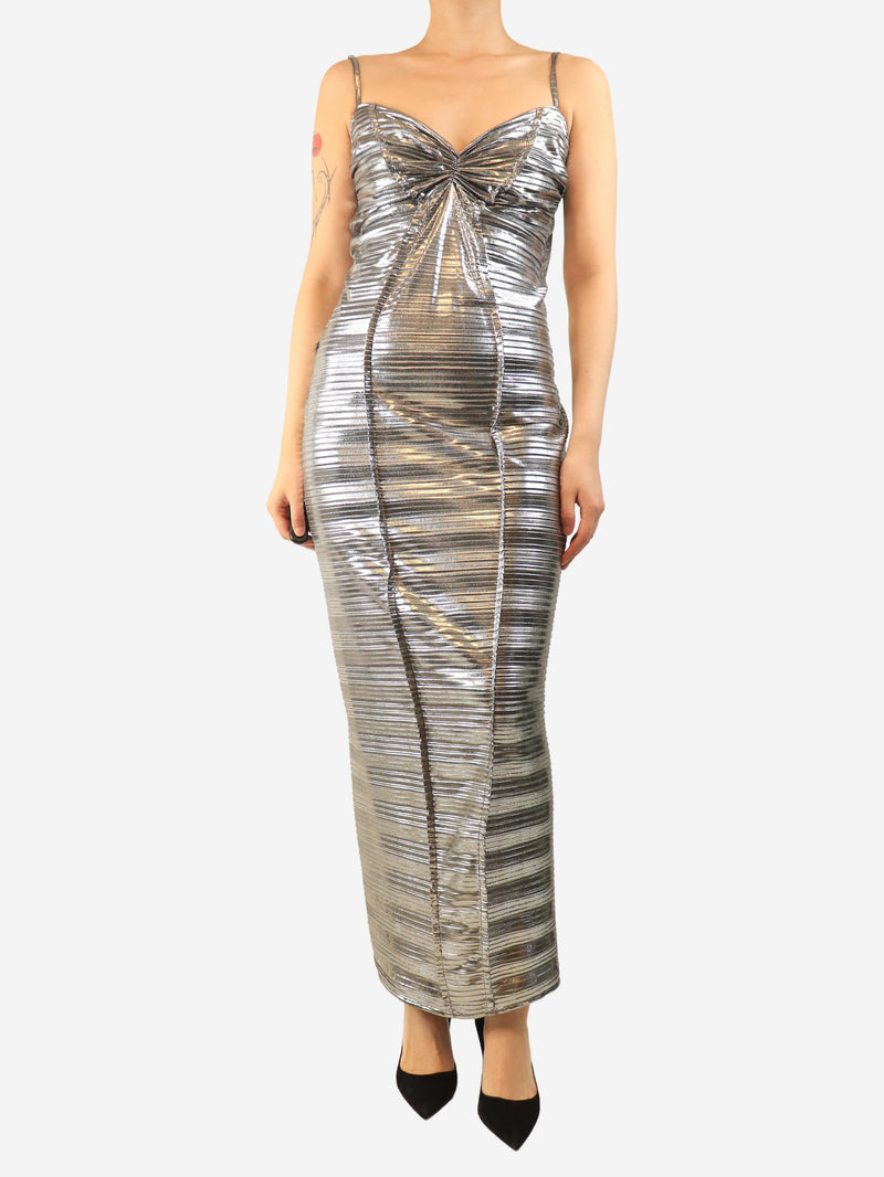 Silver lurex slip dress - size UK 12 Dresses Georgia Hardinge 