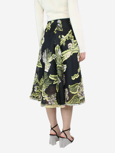 Erdem Black and yellow polyester and silk flock skirt - size UK 10