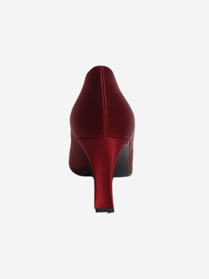 Wine satin Mary-Jane pumps - size EU 38.5