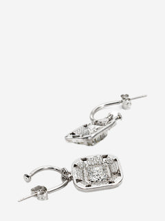 Silver crystal square drop hoop earrings Earrings Chanel 