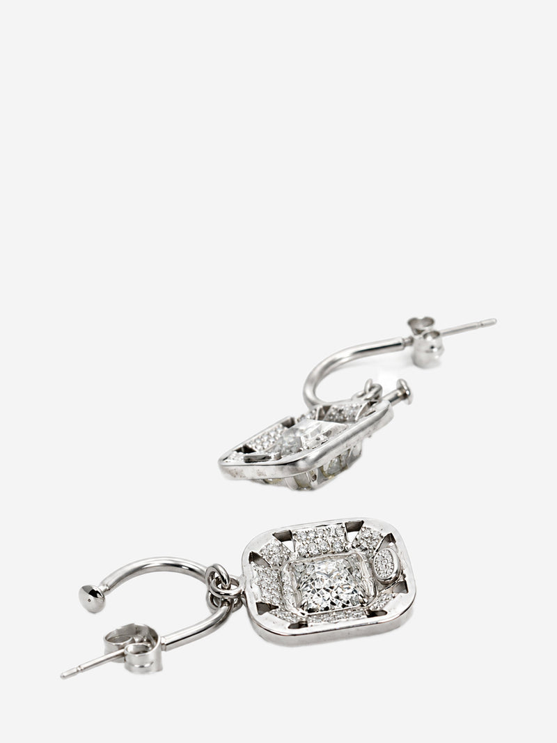 Silver crystal square drop hoop earrings Earrings Chanel 