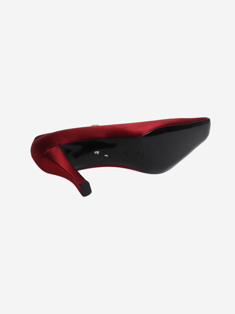 Wine satin Mary-Jane pumps - size EU 38.5
