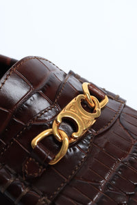 Celine Brown croc stamped Margaret loafers - size EU 37.5