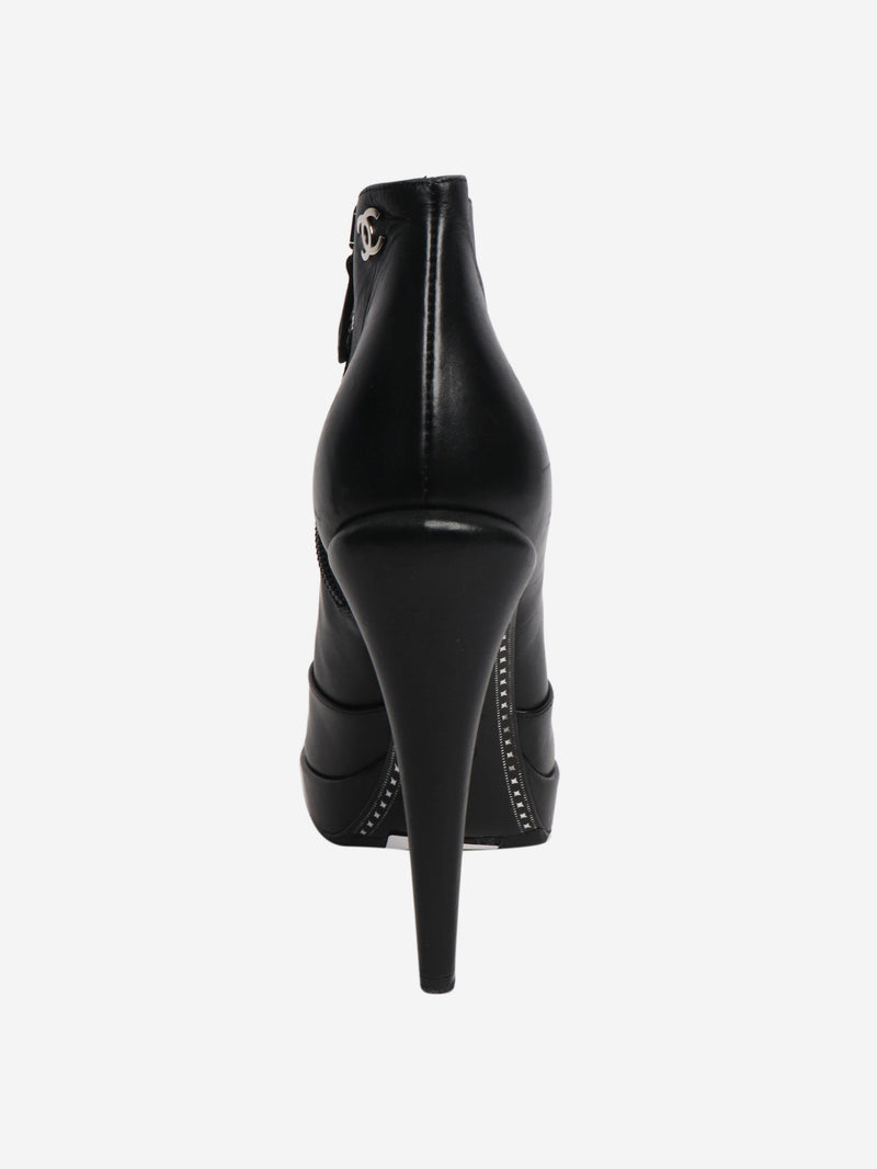 Black leather platform boots - size EU 39 Shoes Chanel 