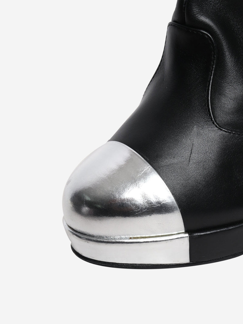 Black leather platform boots - size EU 39 Shoes Chanel 