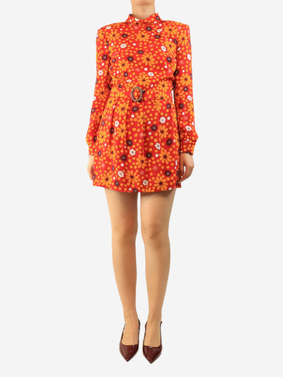 Red backless floral mini dress - size UK 10 Dresses Saint Laurent 