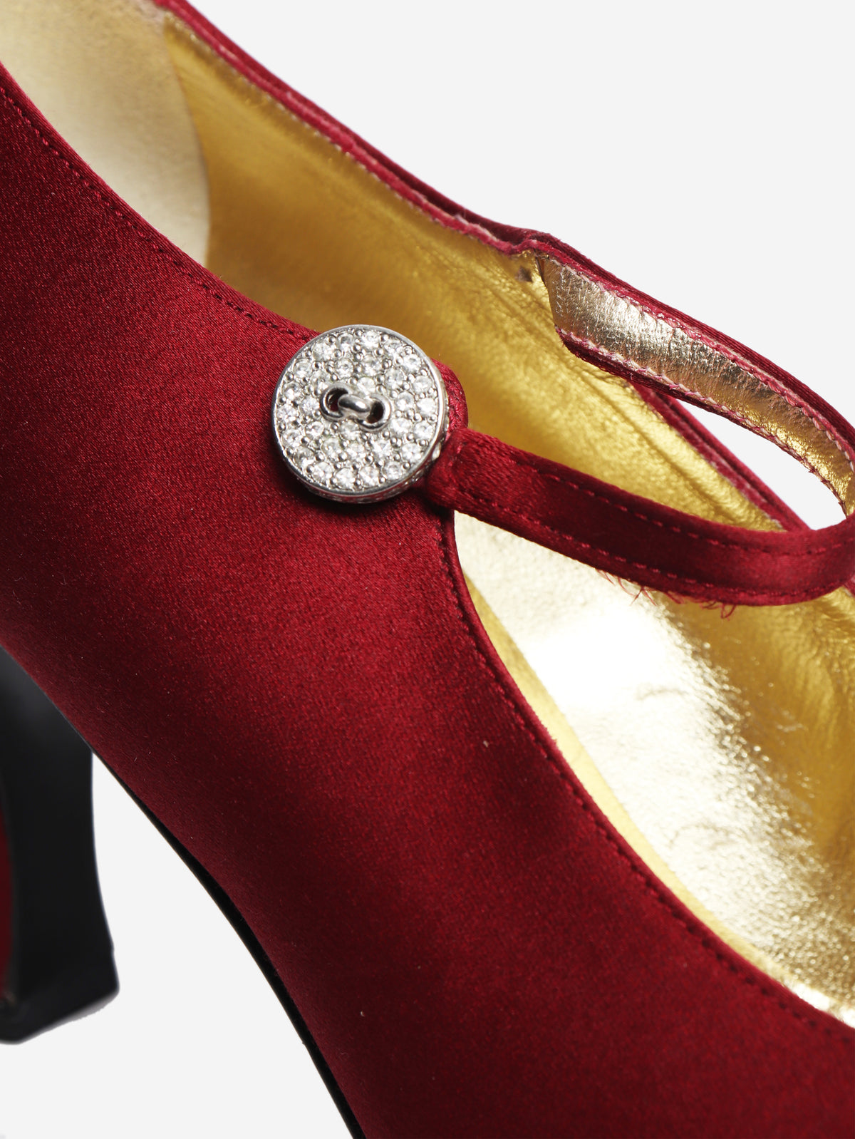 Wine satin Mary-Jane pumps - size EU 38.5