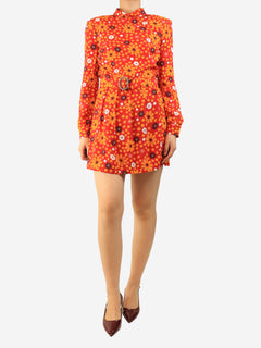 Red backless floral mini dress - size UK 10 Dresses Saint Laurent 