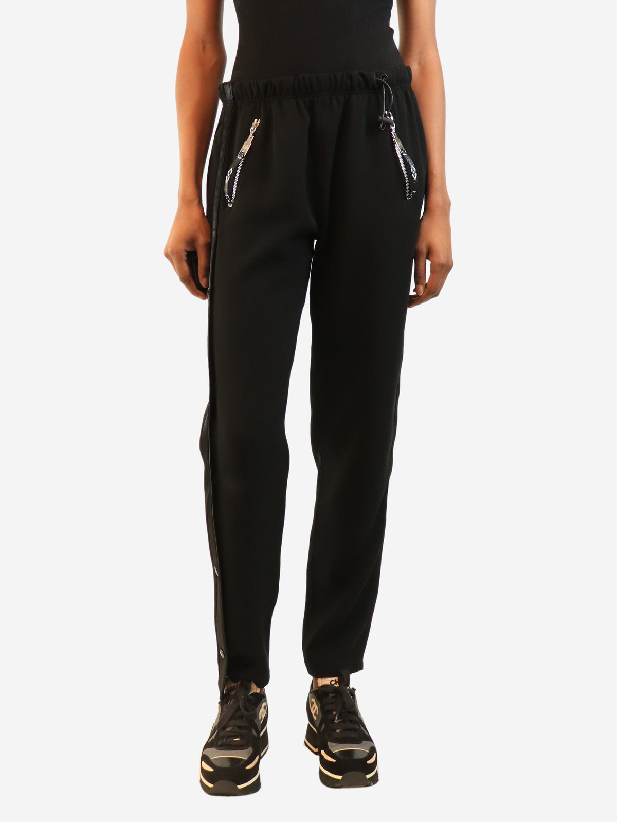 Black track pants - size UK 6