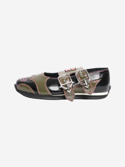 Black and green Doris buckle flats - size EU 38 Flat Shoes Chopova Lowena 