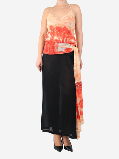 Orange mesh printed halter top - size S Tops Jean Paul Gaultier 