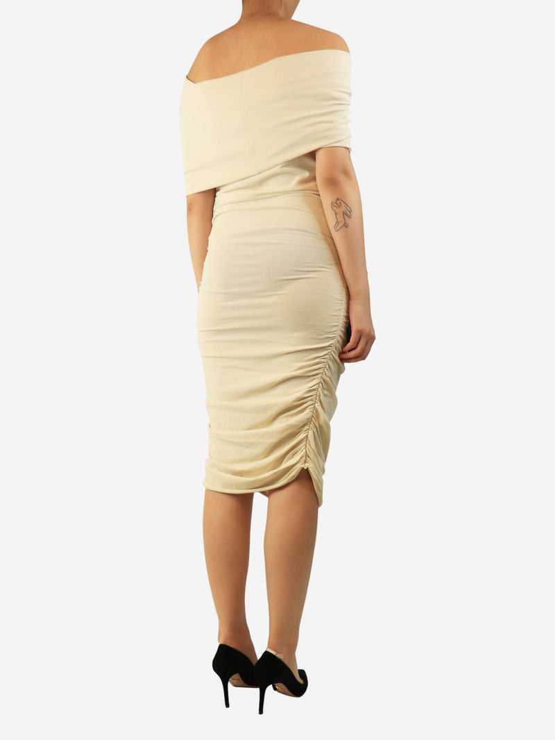 Cream Aerica off-shoulder drapped mini dress - size L Dresses Khaite 