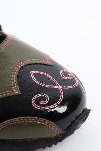 Chopova Lowena Black and green Doris buckle flats - size EU 38