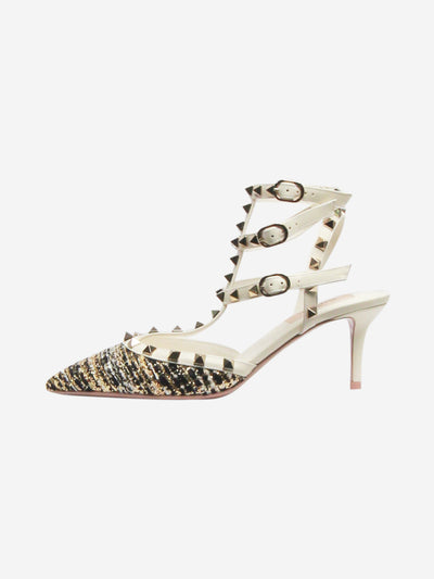 Cream and black Rockstud tweed pumps - size EU 37 Heels Valentino 