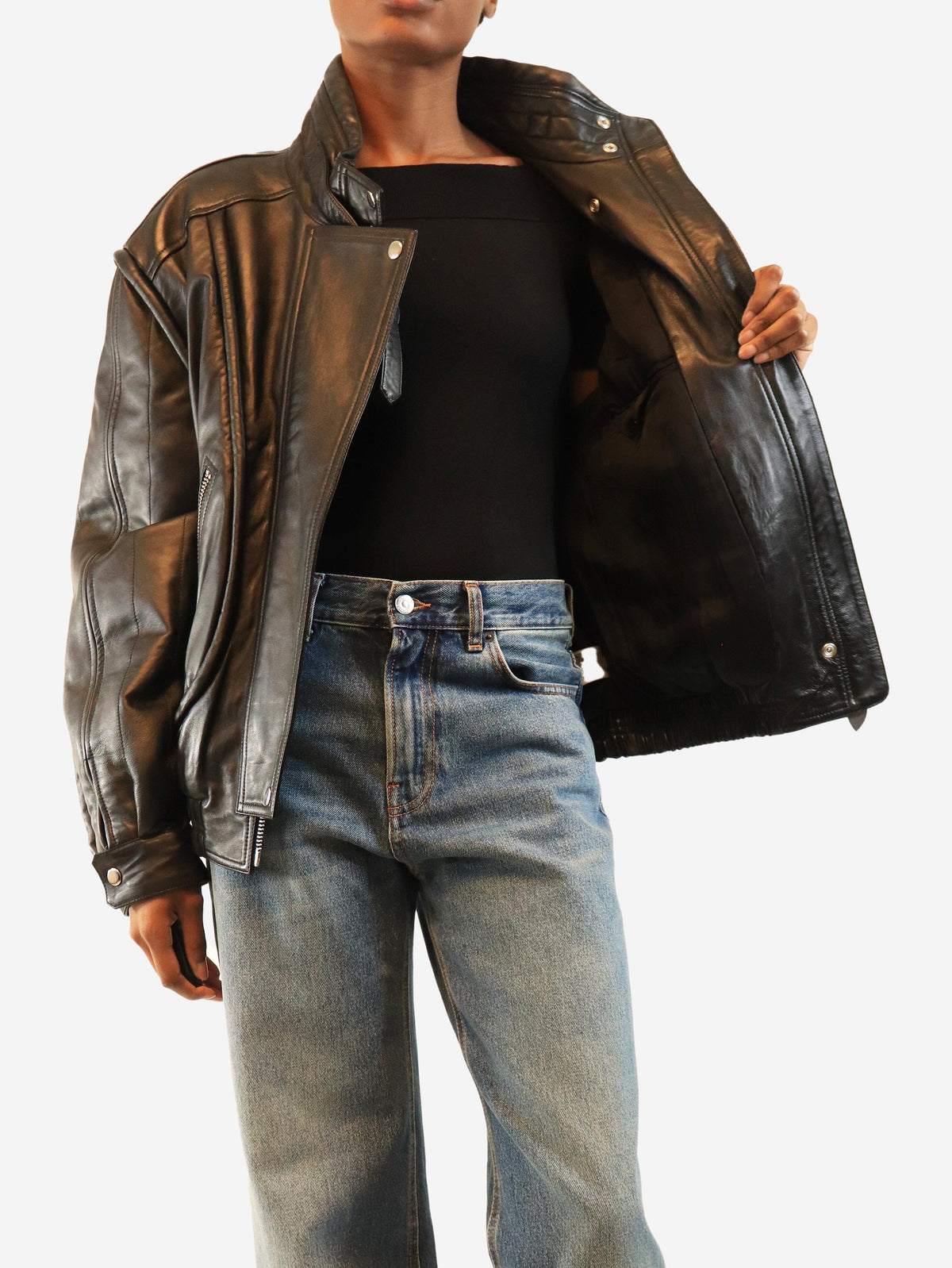 Black Carole leather jacket - size UK 8 Coats & Jackets Isabel Marant 