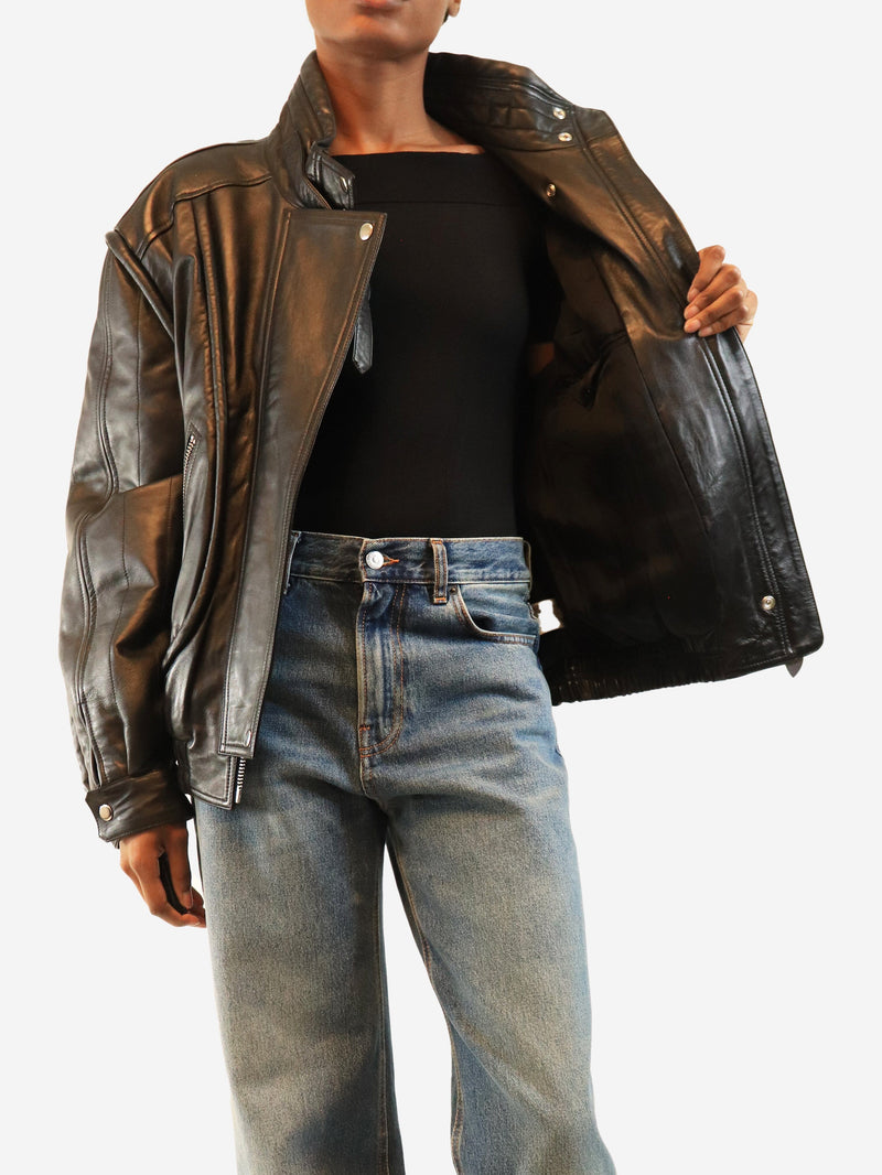 Black Carole leather jacket - size UK 8 Coats & Jackets Isabel Marant 