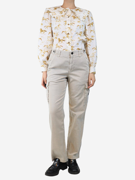 Neutral cargo trousers - size UK 8 alternate image