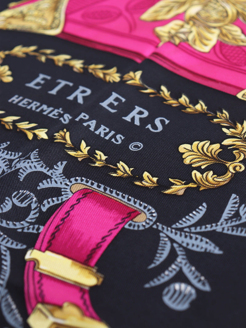 Black Etriers silk scarf Scarves Hermes 