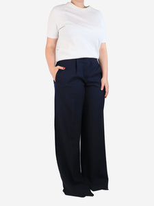 Victoria Beckham Blue houndstooth wool trousers - size UK 12