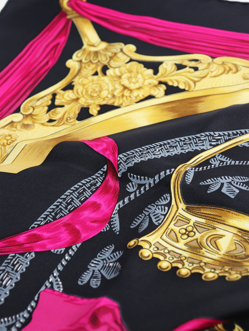 Black Etriers silk scarf Scarves Hermes 