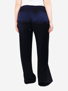 Victoria Beckham Blue houndstooth wool trousers - size UK 12