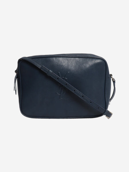 Blue leather camera bag product image