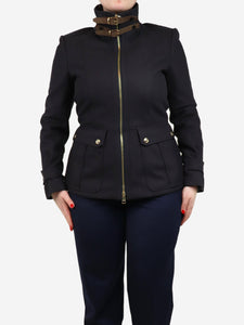 Burberry Navy blue wool zip-up coat - size UK 12