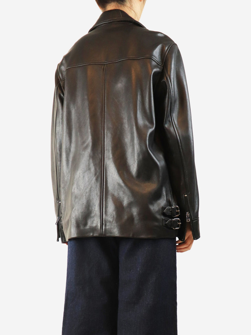 Black leather zip-up jacket - size UK 10 Coats & Jackets Nour Hammour 