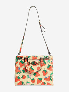 Gucci Cream Zumi strawberry-print 2way bag