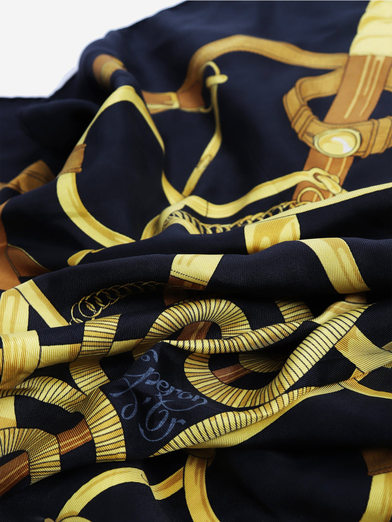 Black silk printed scarf Scarves Hermes 