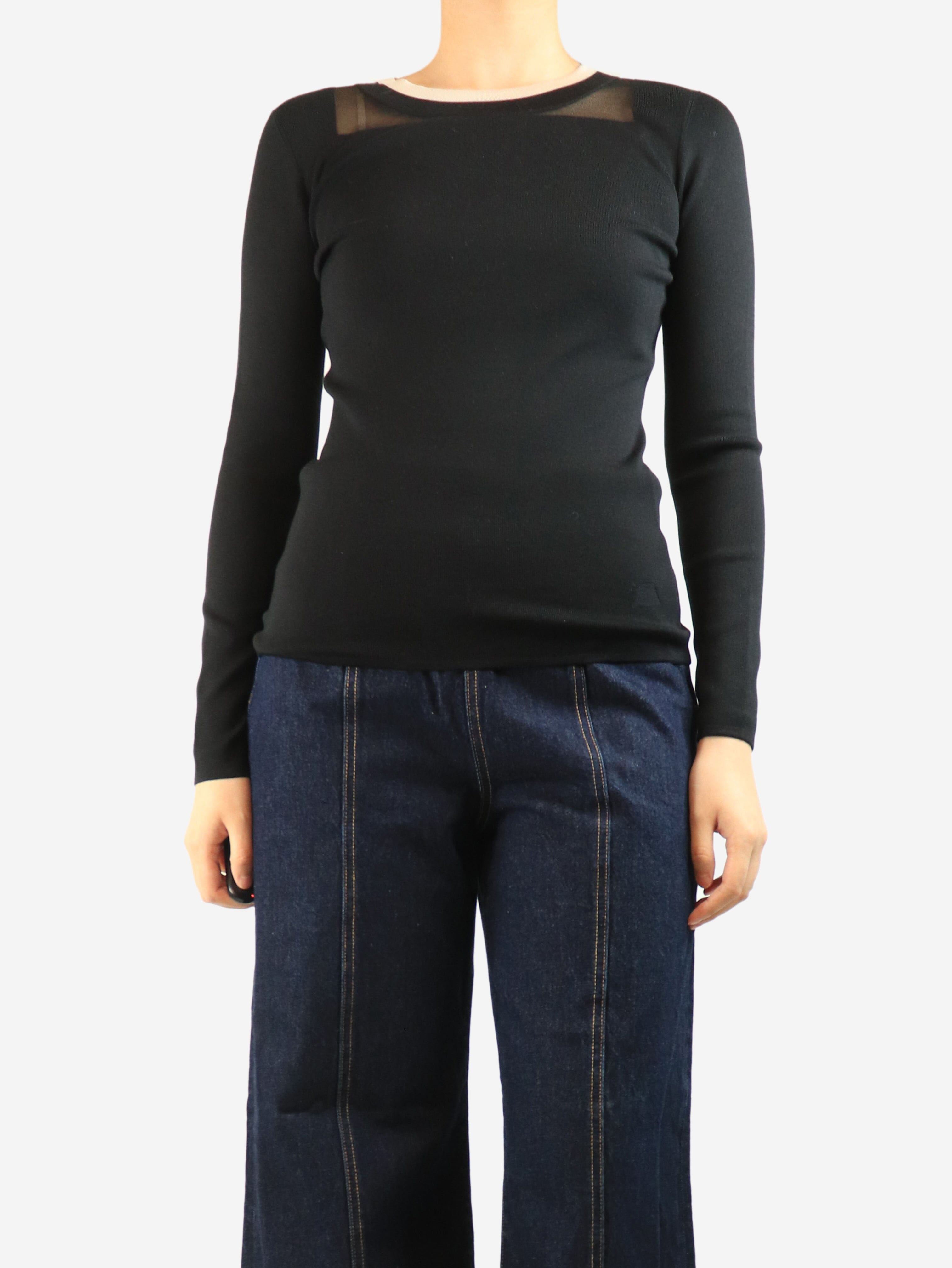 Black silk-blend knit long sleeved top - size UK 10 Tops Akris 