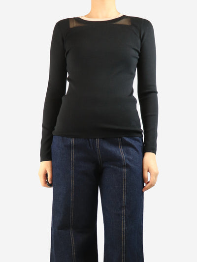 Black silk-blend knit long sleeved top - size UK 10 Tops Akris 