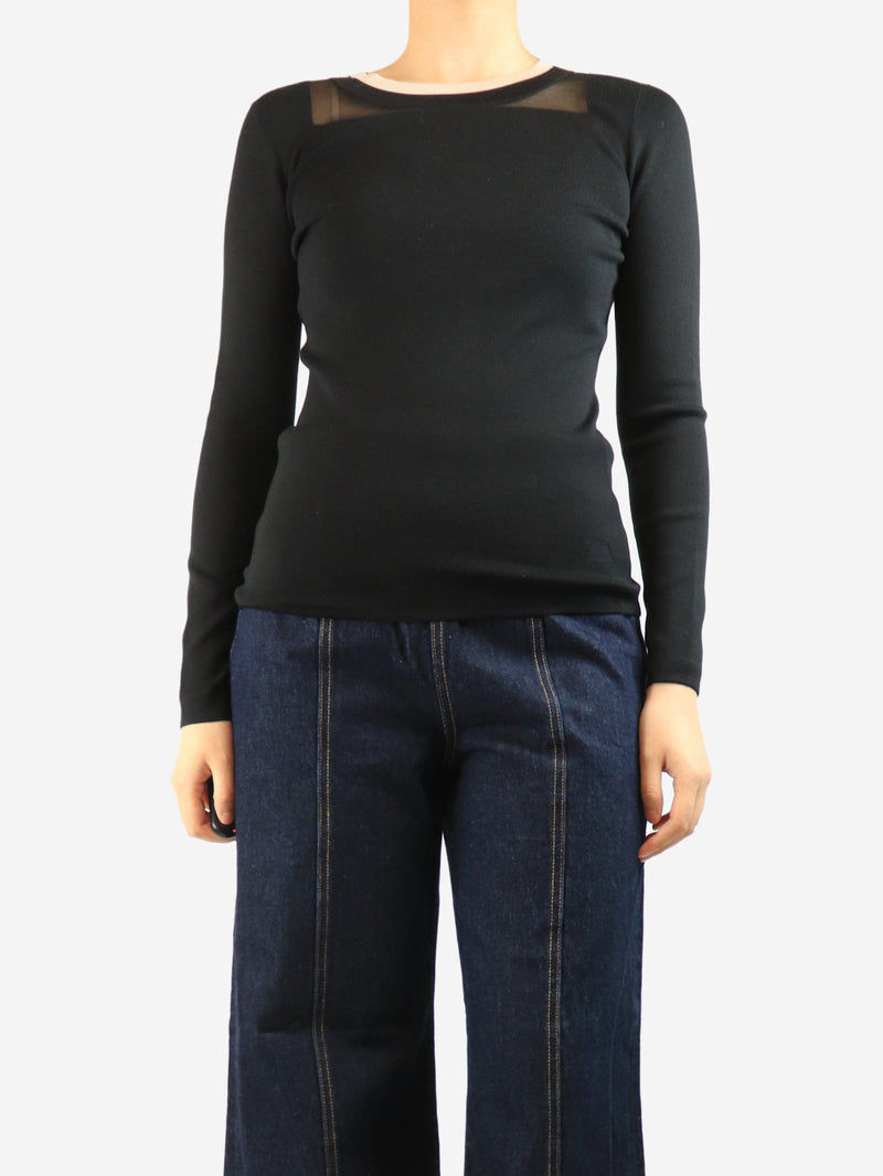Black silk-blend knit long sleeved top - size UK 10 Tops Akris 