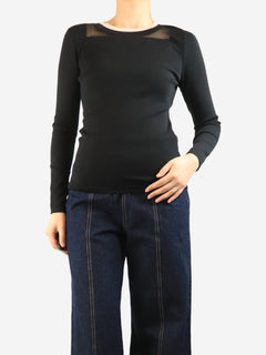 Black silk-blend knit long sleeved top - size UK 10 Tops Akris 