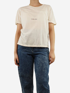 Saint Laurent Cream distressed t-shirt - size S