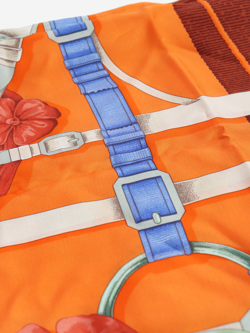 Orange large silk printed scarf Scarves Hermes 
