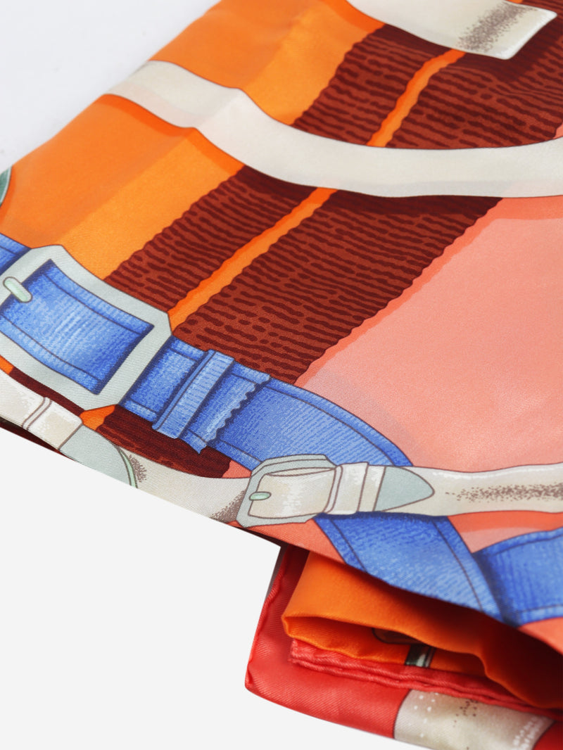 Orange large silk printed scarf Scarves Hermes 
