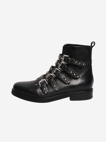 Black leather studded ankle boots - size EU 38 product image