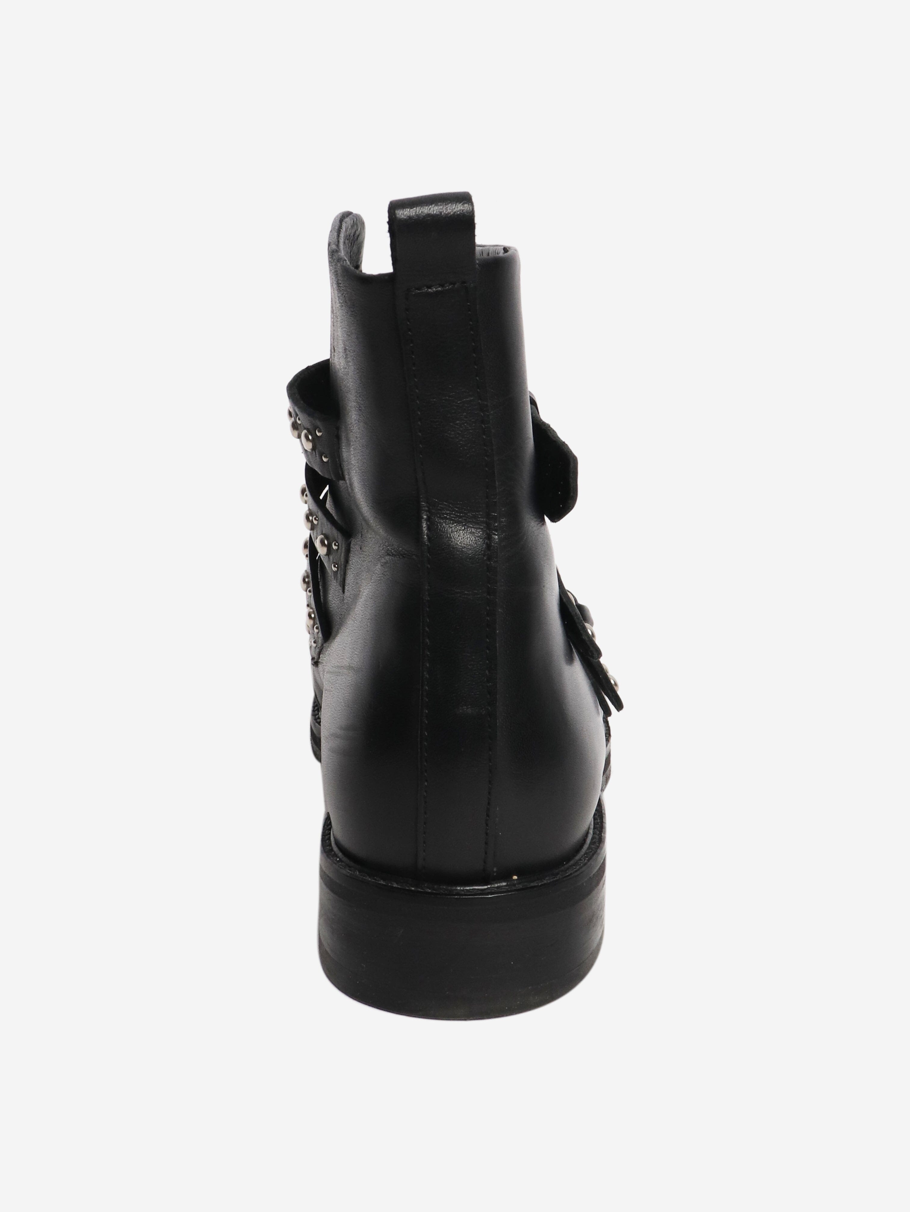 Black leather studded ankle boots - size EU 38 Boots Maje 
