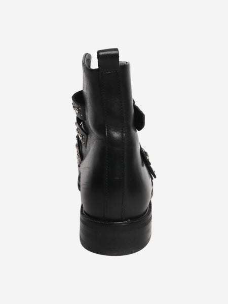 Black leather studded ankle boots - size EU 38 alternate image
