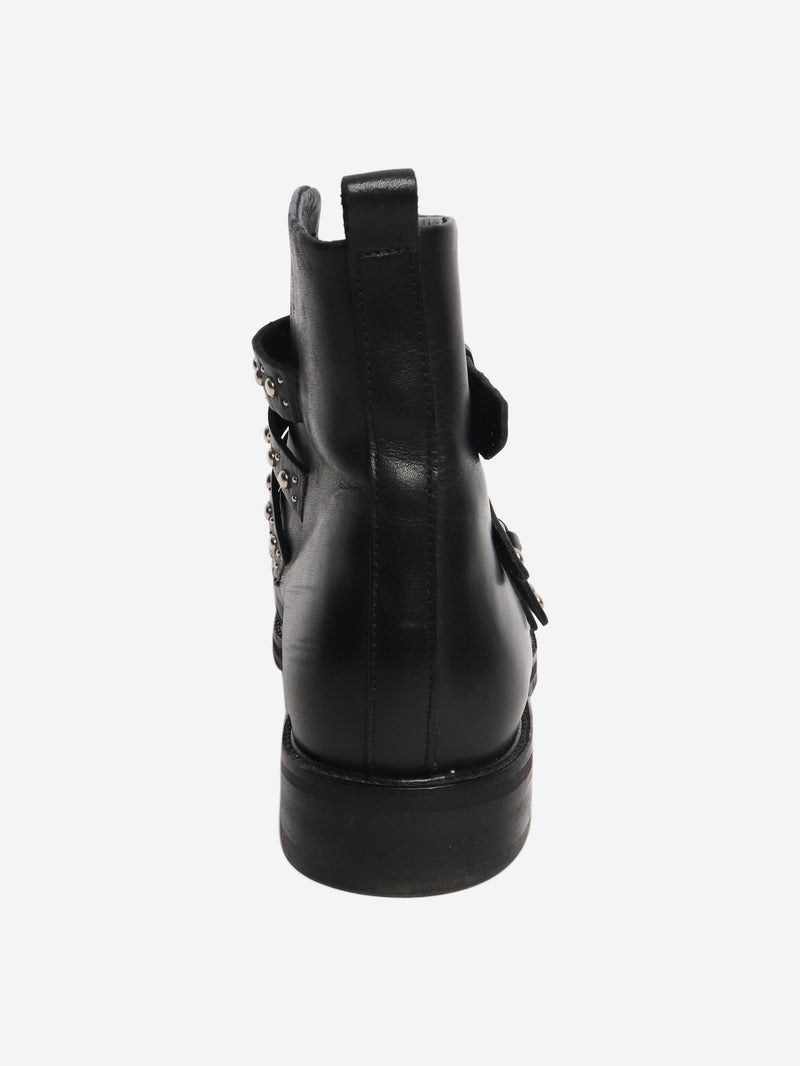 Black leather studded ankle boots - size EU 38 Boots Maje 