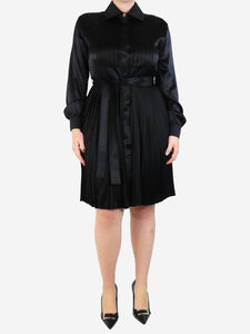 Burberry Black satin pleated dress - size UK 12